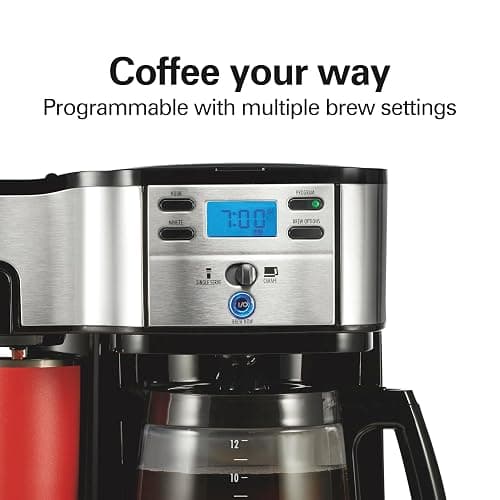 Hamilton Beach 2-Way Programmable Coffee Maker, 12 Cup Glass Carafe And Single Serve Coffee Maker, Black with Stainless Steel Accents, 49980RG thumbnail 7