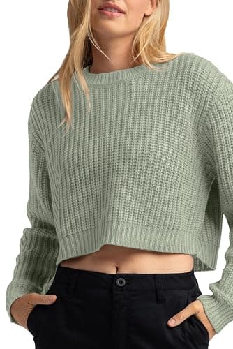 Jumppmile Cropped Sweater for Women Knit Crewneck Long Sleeve Crop Sweater Pullover for 2025 Fall Winter Fashion Outfits thumbnail 4