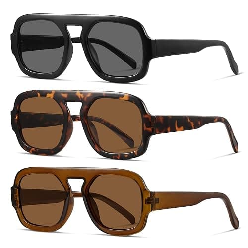 YDAOWKN Retro Square Aviator Sunglasses for Women Men Trendy Flat Top Sun Glasses UV Protection Vintage Shades - Image 1