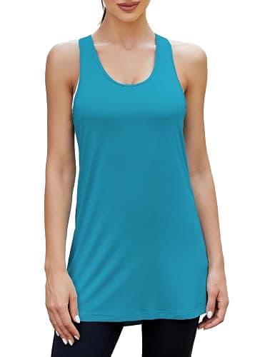 Bestisun Women Workout Athletic Yoga Shirts Loose Fit Racerback Long Tank Tops thumbnail 5
