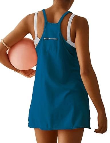 Womens Athletic Dress Hot Shot Mini Dress Built in Shorts Summer Workout Romper Dress 2025 Trendy Outfit thumbnail 2