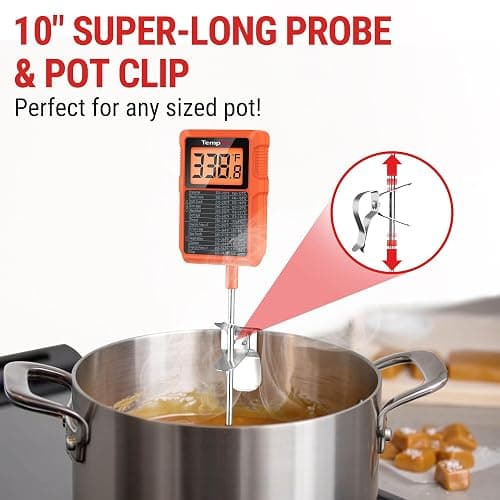 TempPro TP510 Waterproof Digital Candy Thermometer with Pot Clip, 10" Long Probe Instant Read Food Cooking Meat Thermometer for Grilling Smoker BBQ Deep Fry Oil Thermometer(Previously ThermoPro) thumbnail 2