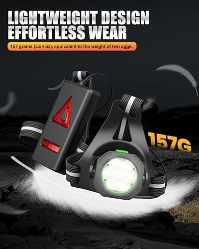 Running Lights for Runners, 7 Lamp Strong Light Running Torch Beads, Max 12H Run Time, 90° Adjustable Angle 3 Lights Modes Waterproof Chest Light for Outdoor Sports, Dog Walking Jogging, Night Fishing thumbnail 6
