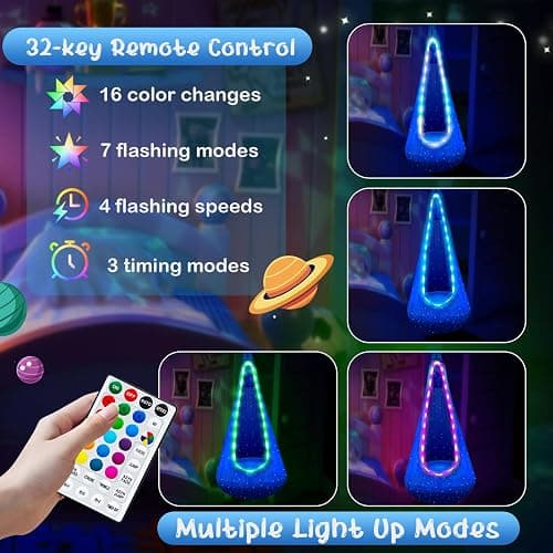 Light Up Kids Pod Swing Seat, Kids Hanging Hammock Swing Chair with LED Lights & Inflatable Pillow, Sensory Swing Pod Swing for Kids Indoor and Outdoor (Blue) thumbnail 4