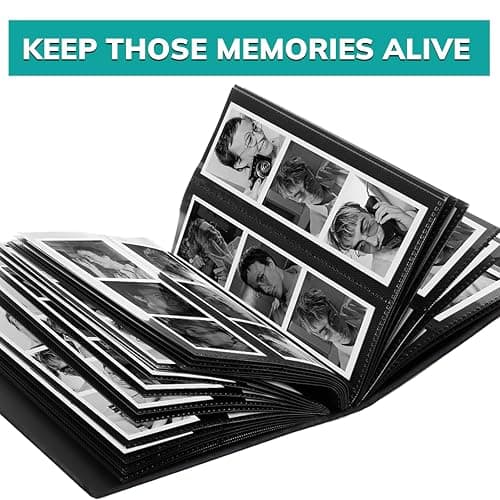 pbf Photo Booth Album | 2x6 Photo Album w/Picture Sleeves | 2x6 Strips Memory Book | Photo Strip Album | Wedding Photo Album for Photo Booth Pictures | 100 Pages, Holds 200 Photos (Black, 1-Pack) thumbnail 3