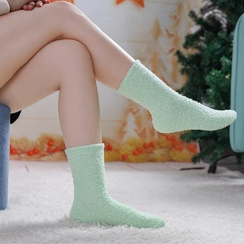 LINEMIN Womens Fuzzy Socks Cozy Fluffy Winter Warm Slipper Socks Microfiber Soft Home Sleeping Socks thumbnail 3