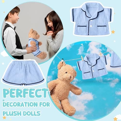 Hungdao Bear Clothes Pajamas Make Your Own Animals Outfits Fits Most 14 Inches Bear Accessories (Blue) thumbnail 5