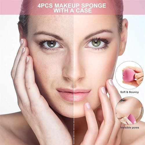 DUAIU 4 Pack Beauty Blender Foundation Sponges Set 4 Color, Latex Free with 1 Sponge Holder Case for Liquid Foundation Powder Sunscreen and Cream thumbnail 5