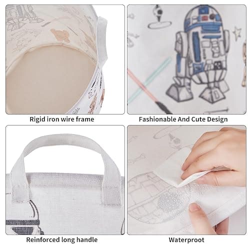 Room Nursery Decor,Baby Laundry Large Hamper Foldable With Waterproof Pe Coating,Dirty Clothes Basket Featuring The Child,Bedroom,Bathroom Set,Toy Bin,Kids Birthday Gifts,White (round) thumbnail 7