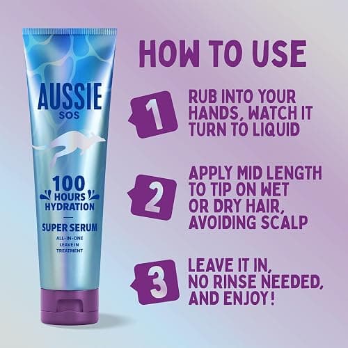 Aussie Super Serum Leave In Conditioner Hair Serum Treatment, For Dry, Damaged Hair. 100 Hours of Hydration, Smooth, Soften, Detangle, Prevent Split Ends and Boost Shine, 160ml thumbnail 8