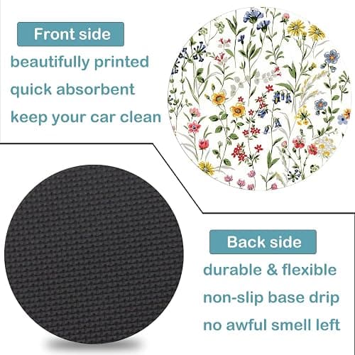 Car Cup Holder Coasters, 2 Pack – 2.75" Universal Auto Anti-Slip Insert Coaster, Rubber Car Coasters, Personalized Car Accessories for Women & Men (Wildflowers) thumbnail 4