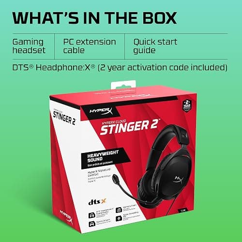 HyperX Cloud Stinger 2 – Wired PC Gaming Headset with Mic Noise Cancelling Over-Ear DTS Headphone:X Spatial Audio 50mm Drivers Swivel-to-mute Premium Leatherette for Windows Desktop, Black (Renewed) thumbnail 8