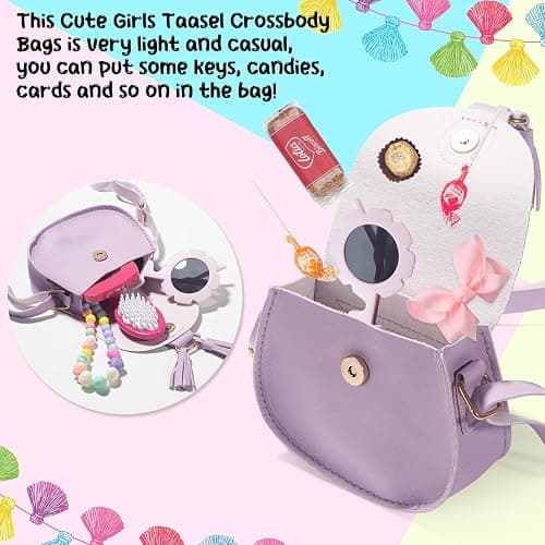 LJCTULY Girls Purse, Kids Crossbody Purse, Shoulder Bags for Toddler, Tassel Bags for Girls Age 2-14 thumbnail 8