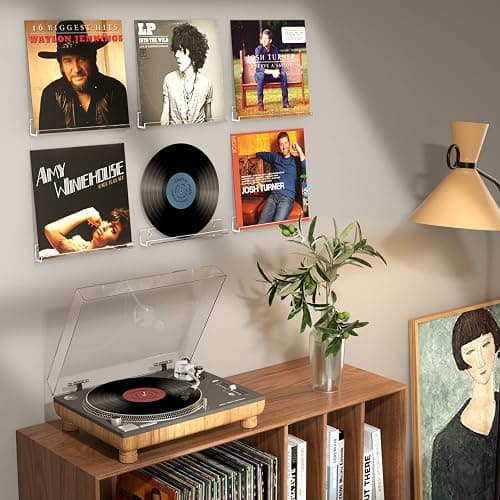 FEMELI Vinyl Record Shelf Wall Mount - 6 Pack 12-inch Clear Acrylic Album Record Holder Display Rack - Art for The Collector thumbnail 2