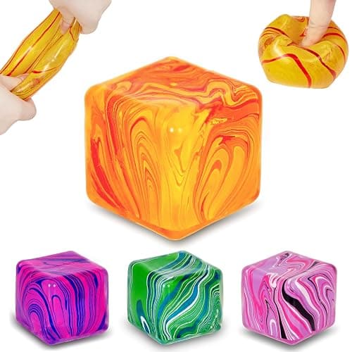 Happiorbit 4 Pack Soft Stress Relief Toy – Autism Stress Relief Toy, Squishy Fidget Cubes | Sensory Squeeze Toys for Kids & Adults, 1.97in, Durable Not Easy to Fall Off - Image 1