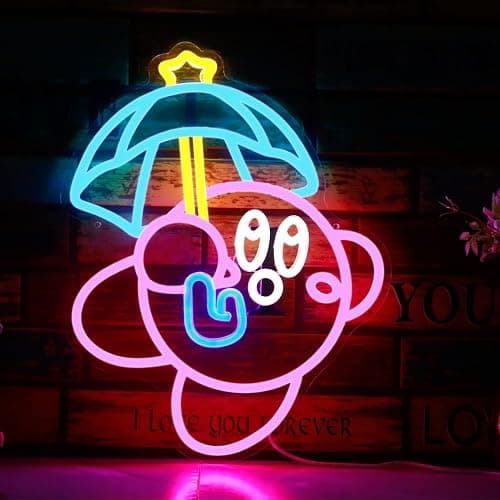Gaming Neon Sign USB Powered for Game Room Decor, Japanese Anime Neon Sign Dimmable LED Neon Light Sign for Kids Room Man Cave Wall Art Birthday Gift Kirbee 16.1 * 12.8 Inches thumbnail 5