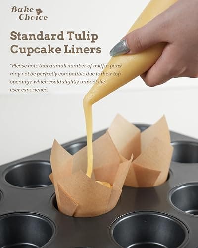 Bake Choice Nordic Paper 200pcs Tulip Cupcake Liners for Baking Cups EU Parchment paper Standard Size Tulip Muffin Liners, Cupcake Wrapper, Brown, White, Unbleached Natural for Party, Christmas thumbnail 5