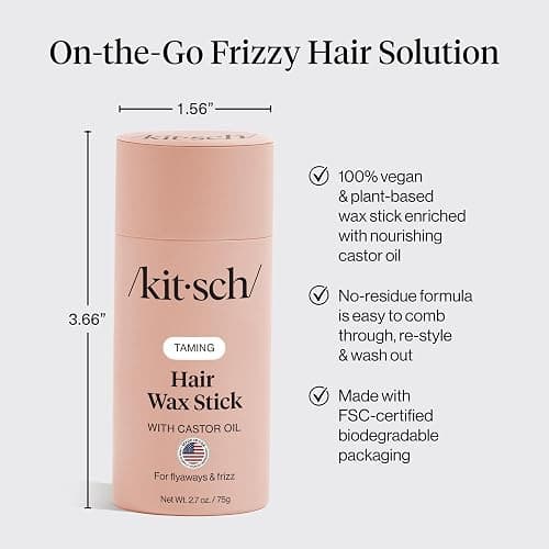 Kitsch Hair Wax Stick for Women & Men - Anti-Frizz and Fly Away Hair Tamer, No Residue Hair Finishing Stick | All Day Hold Styling Product - 2.7 oz thumbnail 6