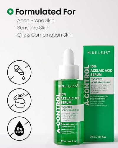 Nineless 10% Azelaic Acid Serum with Snail Mucin & Centella - Redness Relief & Dark Spot Corrector for Face - Potent Soothing Formula for Acne-Prone Skin - K-Beauty Skin Care, 1.01 fl.oz thumbnail 5