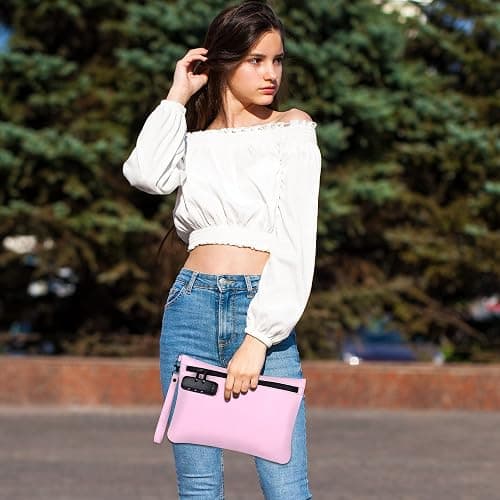BOYISTARG PU Leather Gift Smell Proof Storage Bags with 8 Items - Waterproof Large Smell Proof Pouch with Combination Lock - Travel Storage Case for Women or Men -Pink thumbnail 7