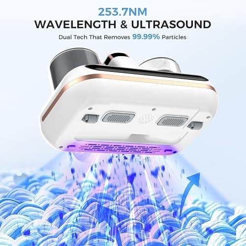 Amzany Mattress Vacuum Cleaner - 5-in-1 Cordless Bed Vacuum Cleaner, Powered by UV-C Light & Ultrasonic Technology, 16Kpa Strong Suction,Low Noise,Suitable for Dust, Pet Hair, Etc. thumbnail 3