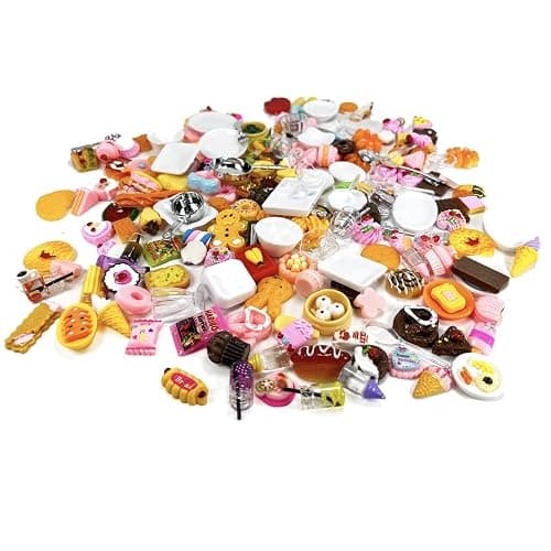 200pcs Miniature Landscape Food Drinks Bottle Mini Toys Doll House Kitchen Play Resin Dollhouse Accessories for Adults Teenagers Cooking Game Hamburger Ice Cream Cake Bread Tableware Party thumbnail 8