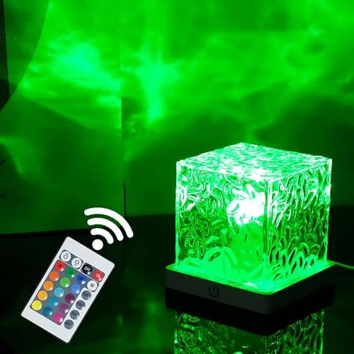 qbanziou Ocean Wave Projector Light, 16-Color Cube Water Lamp, 3D Holographic Water Ripple Romantic Ambient Lighting for Child's Room，Aurora Night Light，Birthday and Christmas Gifts for Children thumbnail 2