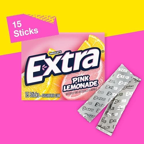 EXTRA Pink Lemonade Gum - Sugar Free Chewing Gum Bulk, 10 Packs per Inner, Total 150 Sticks thumbnail 4