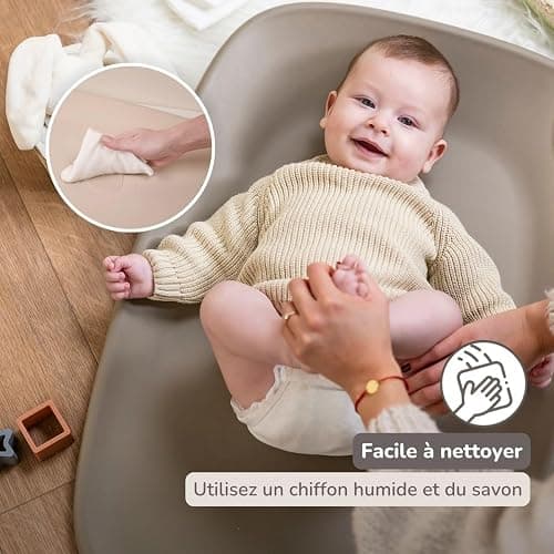 Nattou Matelas à langer bebe en mousse PU douce - Softy Matelas à langer lavable - 50 x 70 cm - Taupe thumbnail 7