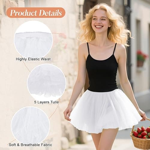 Women's Tutu Skirt Elastic 5 Layered Vintage Tulle Ballet Skirt Party Festival Costume thumbnail 5