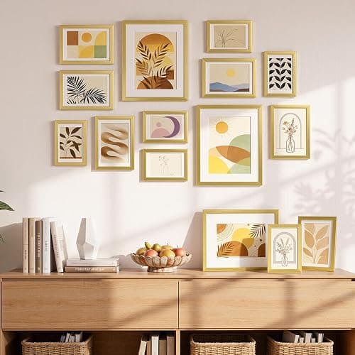 HappyHapi 15 Pack Gold Picture Frames Collage Wall Decor, Gallery Wall Frame Set for Mounting & Tabletop Display, Multi Sizes including 3pcs 8x10, 6pcs 5x7, 6pcs 4x6 thumbnail 7