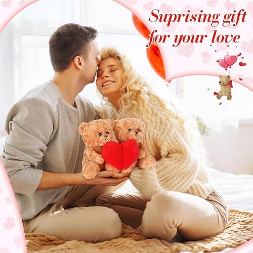HyDren Valentine's Day Bear 10'' Magnetic Heart Bears 2-Pack – Split Heart Plush Stuffed Animals, Cute Couple Gift for Valentine, Anniversary, Birthday & Friendship Decor thumbnail 5