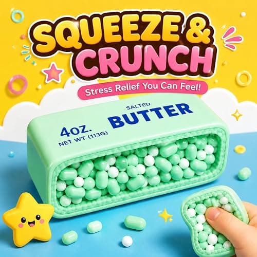 Crunchy Butter Squishy ASMR Bead Filled Slow Rising Squeeze Stress Relief | Crunchy Squishy Slow Rising Squeeze Stress Relief fidget , Portable ASMR Anxiety Relief Fidget thumbnail 3