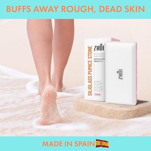 ZMOI Siliglass Pumice Stone Callus Remover for Feet, Elbows, Hands, and Knees, Spain Made - 2 in 1 Pedicure Exfoliator and Scrubber for Rough, Hard Skin (1 Pack) thumbnail 3