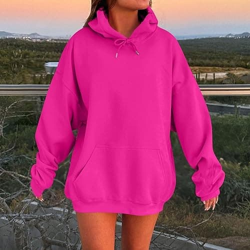 Womens Oversized Hoodies Cute Sweatshirts Fleece Hooded Pullover Tops Sweaters Casual Comfy Fall Fashion Outfits Clothes thumbnail 5