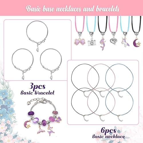 DIY Bracelet Making Kit for Girls, Charm Jewelry Making Kit with Bracelet Beads Snake Chain, Jewelry Gift Set Birthday Christmas Gifts for Kids Girls Teens (Purple) - Purple thumbnail 2