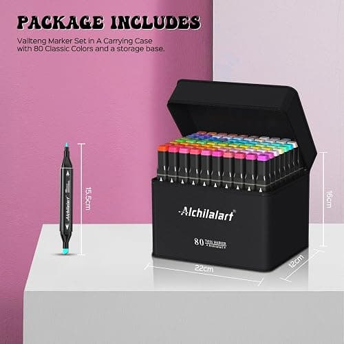 alchilalart 80-Colors Alcohol Based markers, Alcohol Markers Set, Dual Tip Alcohol Sketching Drawing Markers Animation for Adults thumbnail 2