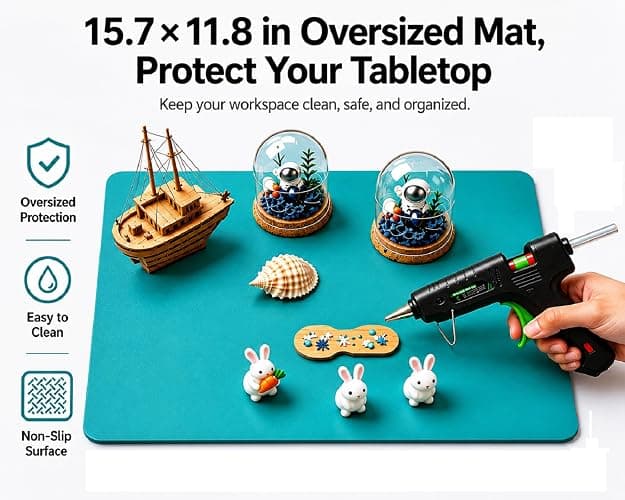 Hot Glue Gun Mat, Non-Stick Heat Resistant Silicone Craft Pad, 11.8" x 15.7" Glue Gun Drip Mat for Crafts, DIY Projects, Workbench Protection, Glue Gun Accessories thumbnail 7