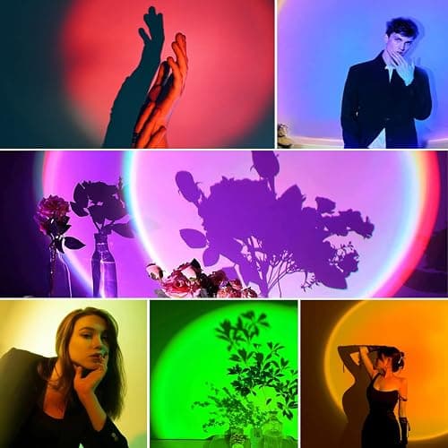 Sunset Lamp Projection, 16 Colors Sunset Lamp Multiple Colors with Remote Control, 360 Degree Rotation LED Sunset Projection Lamp Night Light with Fade Mode for Photography/Party/Home/Decor - 16 Colors thumbnail 7
