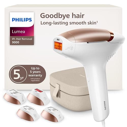 Philips Lumea 9000 Series IPL Hair Removal Device Permanent Laser Hair Reduction for Women & Men, Easy and Comfortable Use at Home, SenseIQ, 4 Attachments for Body, Face, Bikini & Underarms, BRI984/03 - Image 1