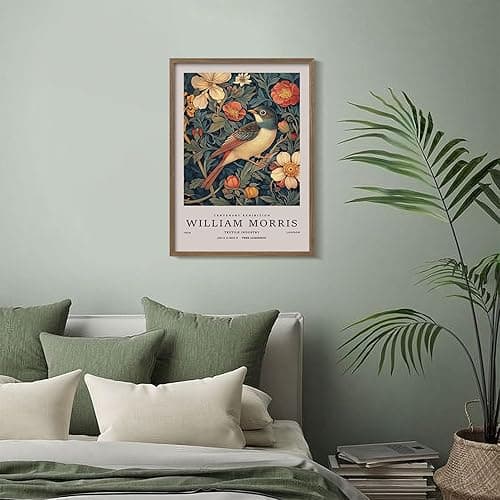 Birds Wall Painting Print Framed Wooden Framewrap Poster William Morris Style Vintage Floral Artwork Nature Picture Gallery Wall Decor For Home And Office 12x16 Inch thumbnail 8