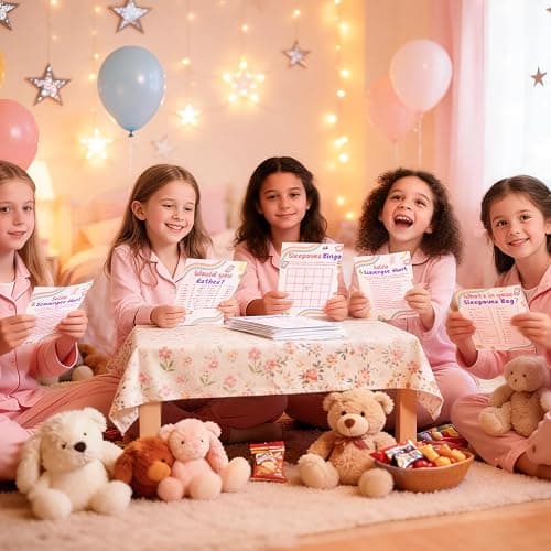 Mecholey Sleepover Party Supplies for Girls, 4Funny Girls Night Games Sleep Over Essentials for Slumber Party Supplies thumbnail 9