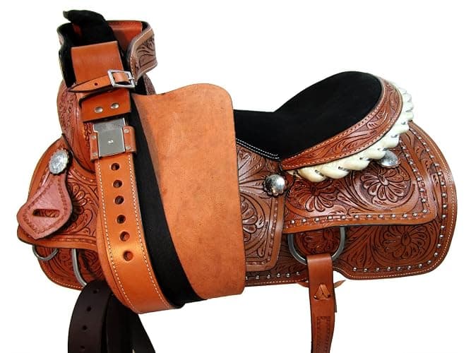 Western Trail Saddle Horse Pleasure Comfortable Ride Tooled Leather Rodeo Cowboy Saddles 15 16 17 18 FQHB thumbnail 8