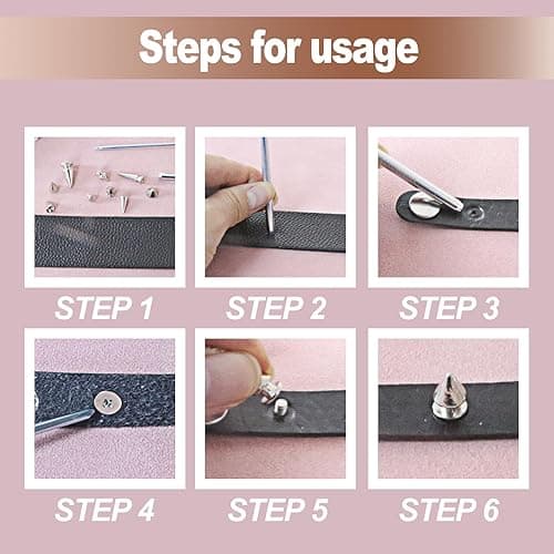 XKCWXY 354 Sets Punk Spikes and Studs Kit，8 Sizes Cone Spikes,Metal Tree Spikes Studs for Leathercraft and Punk Style Clothing Accessories DIY Craft Decoration thumbnail 6