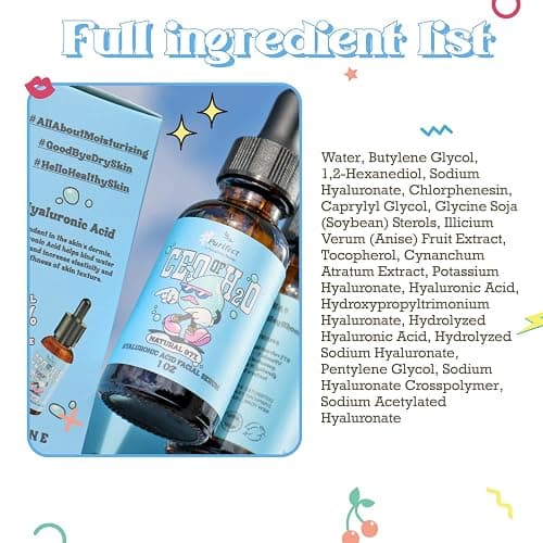 Purifect CEO of H20 Hyaluronic Acid Facial Serum – Hydrating, Moisturizing, Relieves Redness with Vitamin E – Made in USA – Plumping Formula, Pairs Well with Vitamin C Serum & Moisturizer thumbnail 5