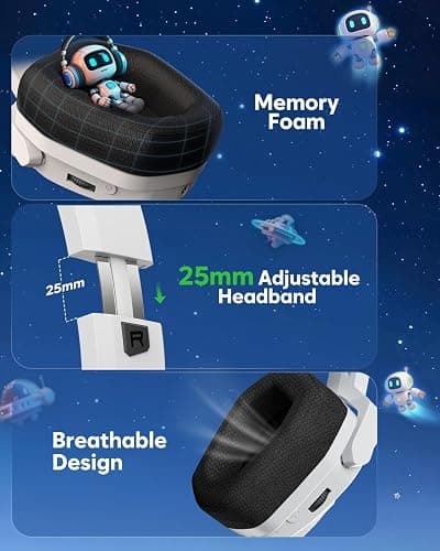 NUBWO G06 Pro Wireless Gaming Headset with Charging Station for Headset & PS5 Controller, 17ms Low Latency, 120H Battery Life, Dynamic 50mm Drivers-White (Only Compatible with PS5) thumbnail 8