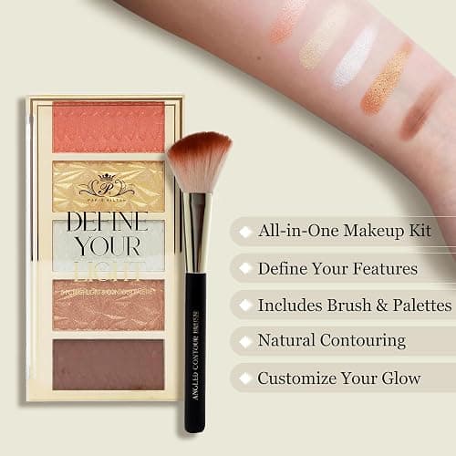 Paris Hilton Define Your Light Face Palette – Highlighter, Blush, Bronzer & Waterproof Contour – All-In-One Sculpting Kit with Makeup Brush – Glowing & Radiant Finish – Suitable for All Skin Type –1pc thumbnail 3