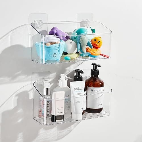 CQUNM Bath Toy Storage Holder for Bathtub, Clear Bath Toy Organizer Large Capacity Bathtub Toy Storage Shower Caddy for Bathroom (2 Large) thumbnail 7