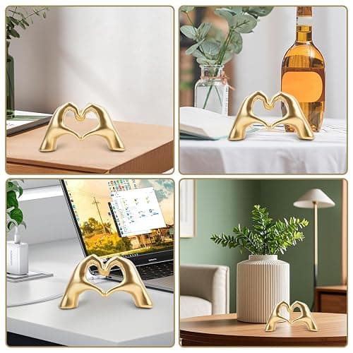 Dszemie Gold Ornaments For Living Room, Heart Hands Sculpture Bedroom Ornaments, Hand Love Gesture Statue Room Accessories, Loved Finger Sculpture Home Decoration Gifts For Women Men Girls Mom Bestie thumbnail 4
