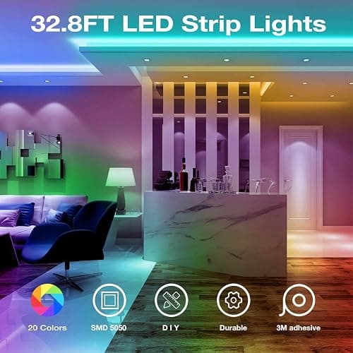 DAYBETTER Led Strip Lights 32.8ft Kit with Remote and Power Supply Color Changing thumbnail 2